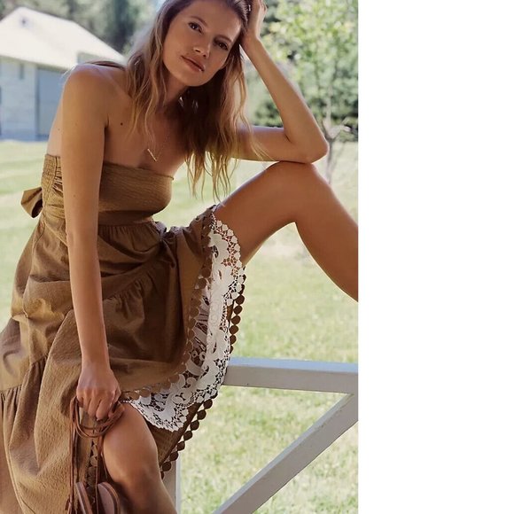 Anthropologie Maeve High-Low Strapless Midi Dress - Picture 3 of 6